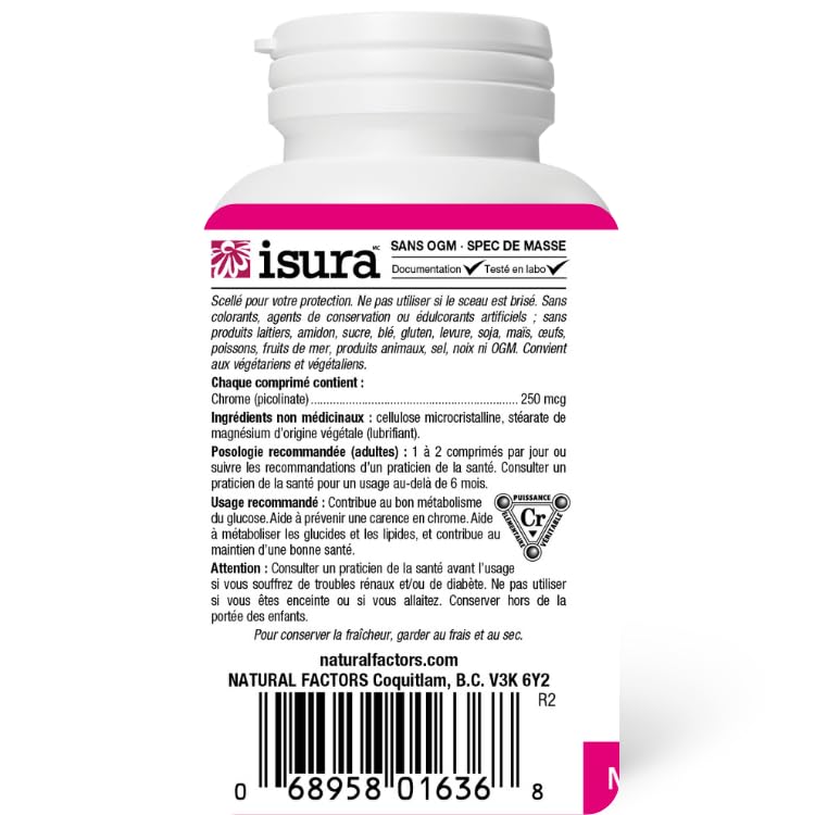 Natural Factors Chromium Picolinate 250mcg 90 Tablets