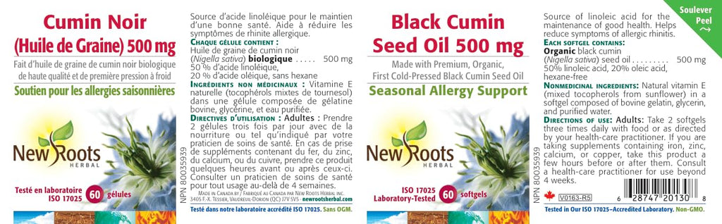 New Roots Herbal - Black Cumin Seed Oil - Nigella Sativa Black Cumin Seed Oil Organic Cold Pressed - Relieves Sneezing, Itchy Eyes, Stuffy Nose and Nasal Congestion