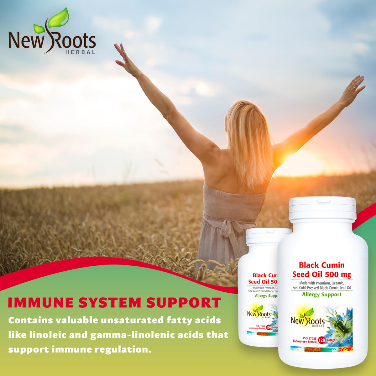 New Roots Herbal - Black Cumin Seed Oil - Nigella Sativa Black Cumin Seed Oil Organic Cold Pressed - Relieves Sneezing, Itchy Eyes, Stuffy Nose and Nasal Congestion