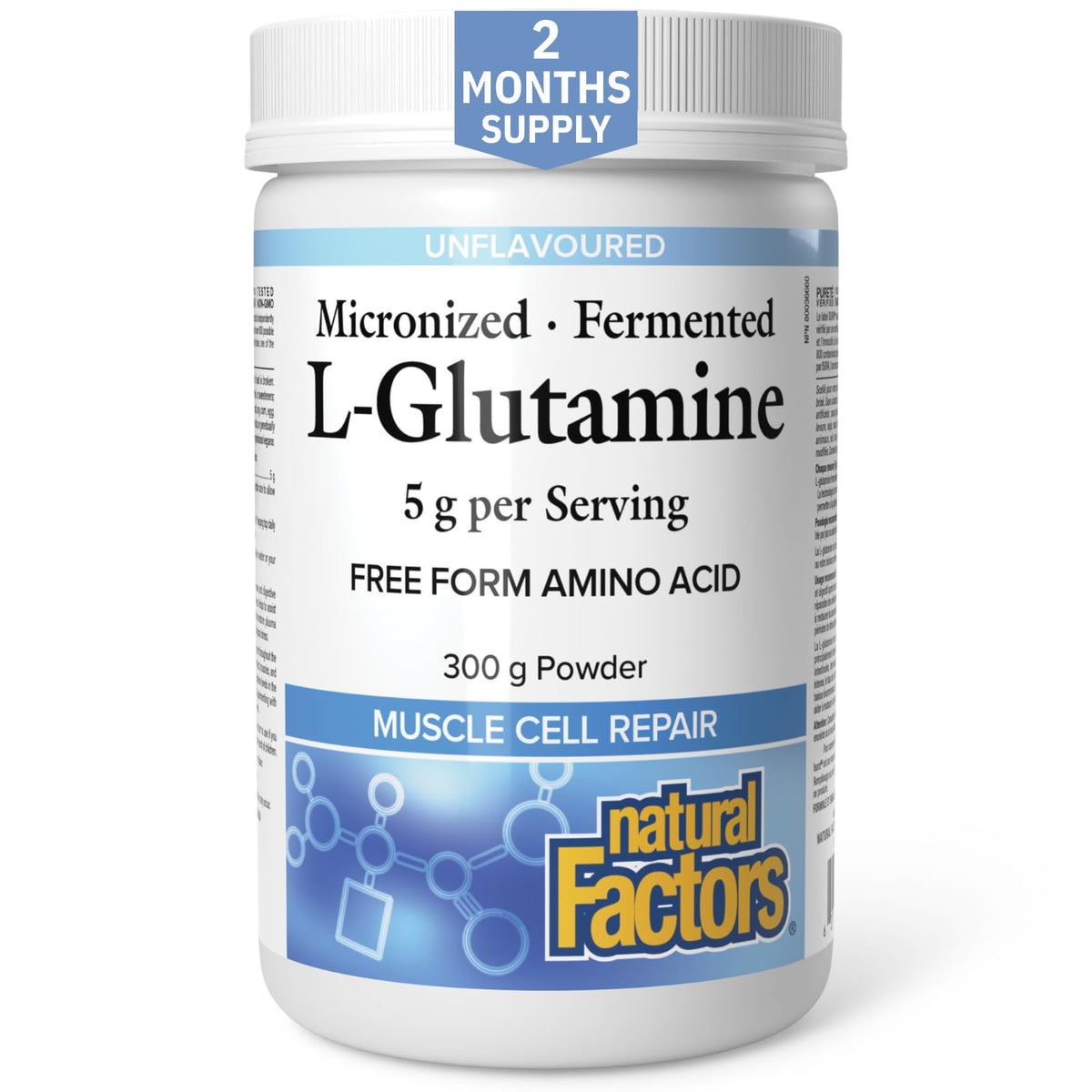 Natural Factors Micronized L Glutamine, 5g per Serving, 300g Powder