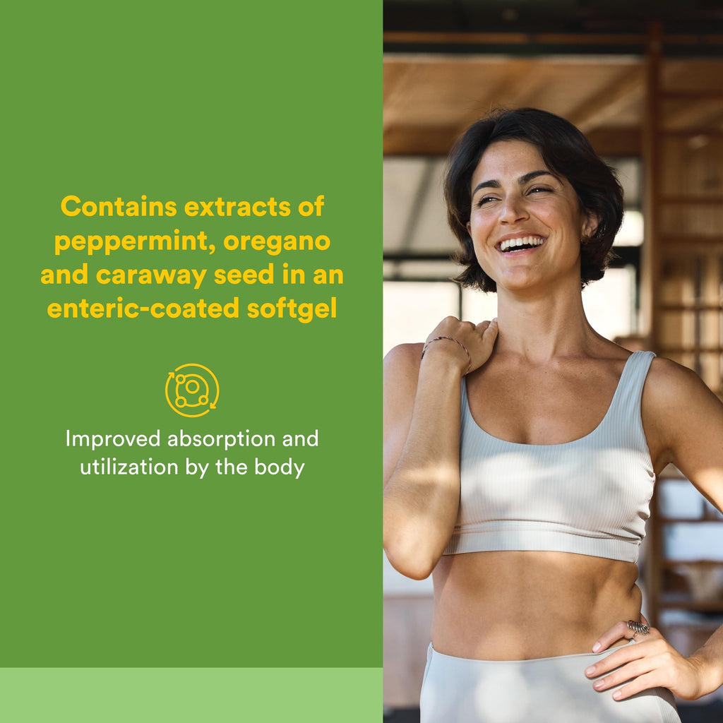 Natural Factors Peppermint Oil with Oregano and Caraway Seed Oil Enteric Coated 60 Softgels