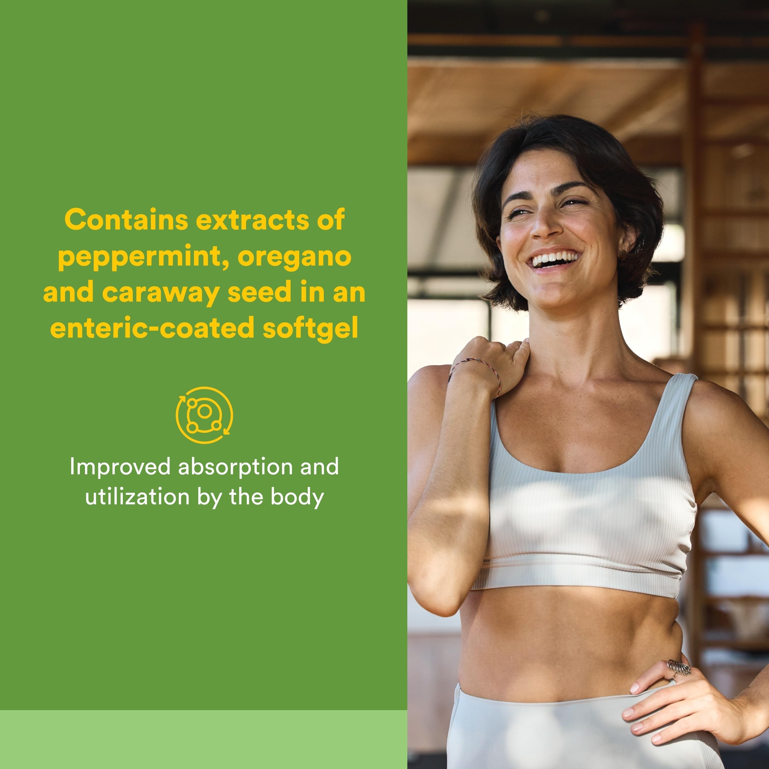 Natural Factors Peppermint Oil with Oregano and Caraway Seed Oil Enteric Coated 60 Softgels