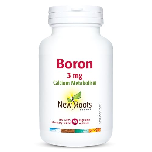 New Roots Herbal Boron 3mg Supplement, Helps Maintain Healthy Calcium Metabolism, Bone Integrity & Mineral Support, 90 Veg Capsules, 90-Day Supply