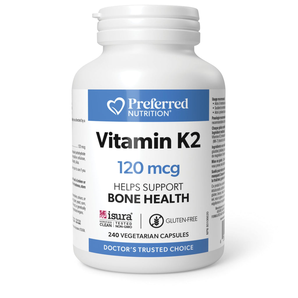Preferred Nutrition Vitamin K2 Supplement, 120mcg 240 Vegetarian Capsules