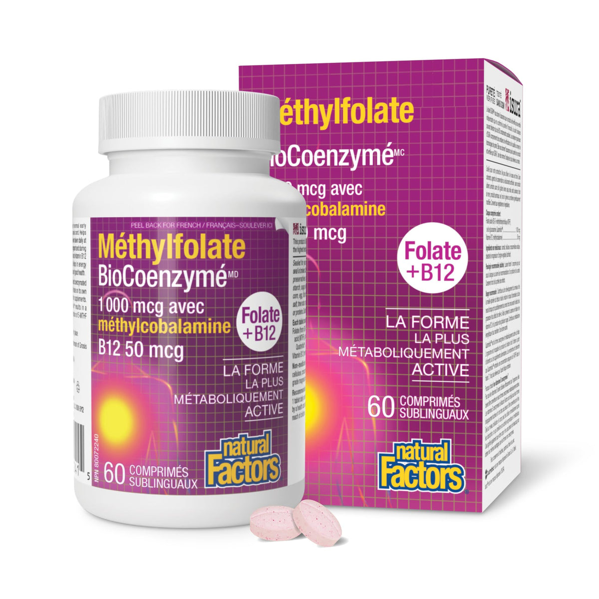Natural Factors Methylfolate 1 mg Methylcobalamin B12 50 mcg 60 CT