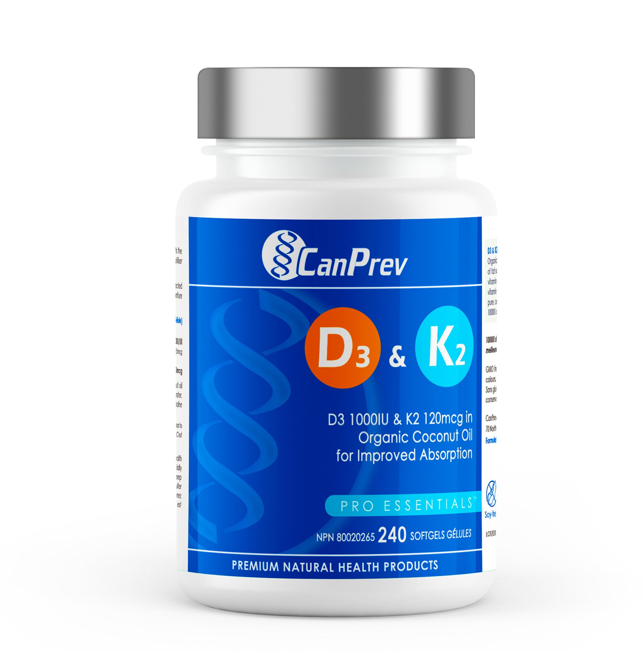 CanPrev D3 & K2 - Organic Coconut Oil l Helps Build And Maintain Bone Health l With Vitamin D3 & K2