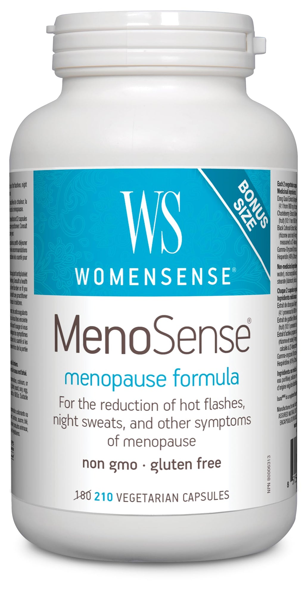 Womensense Menosense, Menopause Formula. Bonus Size 210 Vcaps