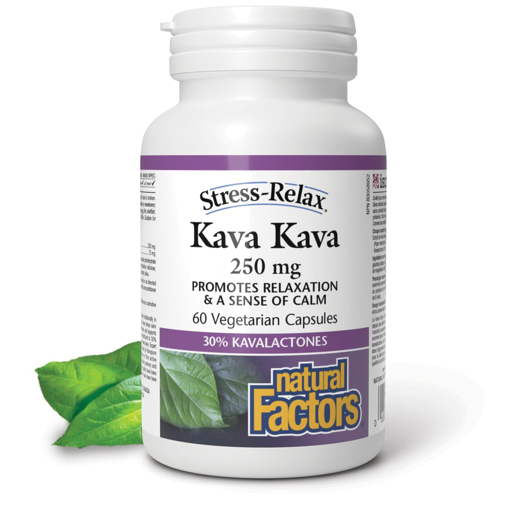 Natural Factors Stress Relax Kava Kava 250mg 60 Vegetarian Capsules