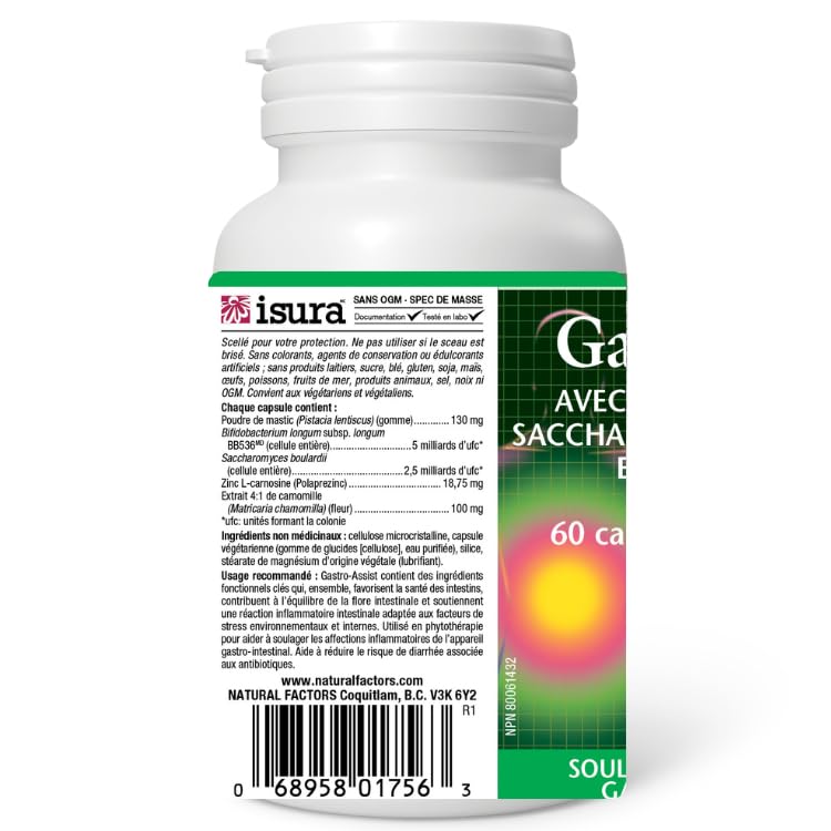Natural Factors Gastro-Assist 60 Veg Caps, Mastic Gum, Zinc Supplements