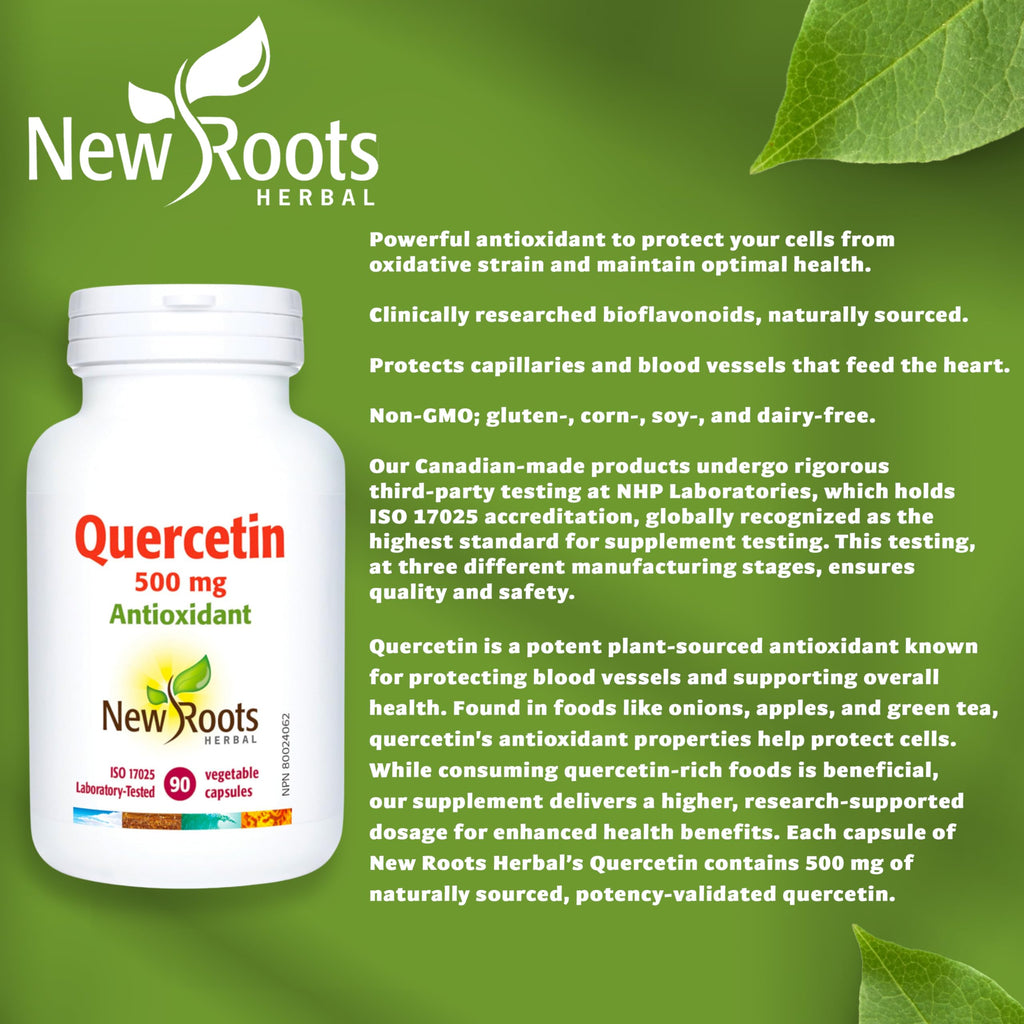 New Roots Herbal - Quercetin Capsules - Plant-Sourced Antioxidant - Maintain Optimal Health, Protects Capillaries, Blood Vessel Support & Circulation - Gluten-Free & Non-GMO