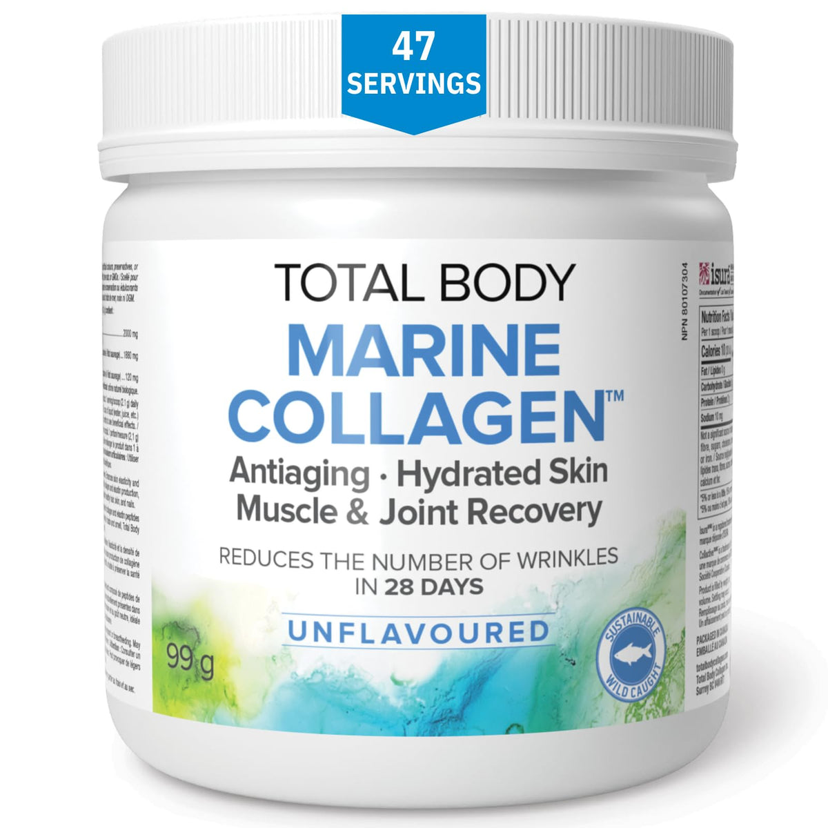 Natural Factors Total Body Marine Collagen Peptides, Unflavoured, 99g