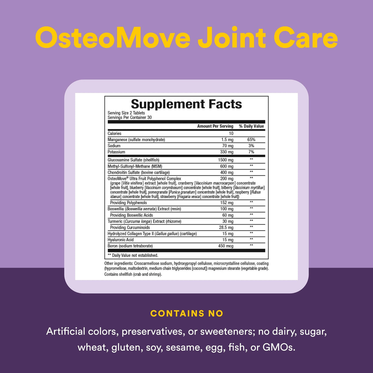 Natural Factors, OsteoMove Joint Care, Extra Strength Support for Joint and Bone Health, Non-GMO, 60 Tablets (30 Servings)