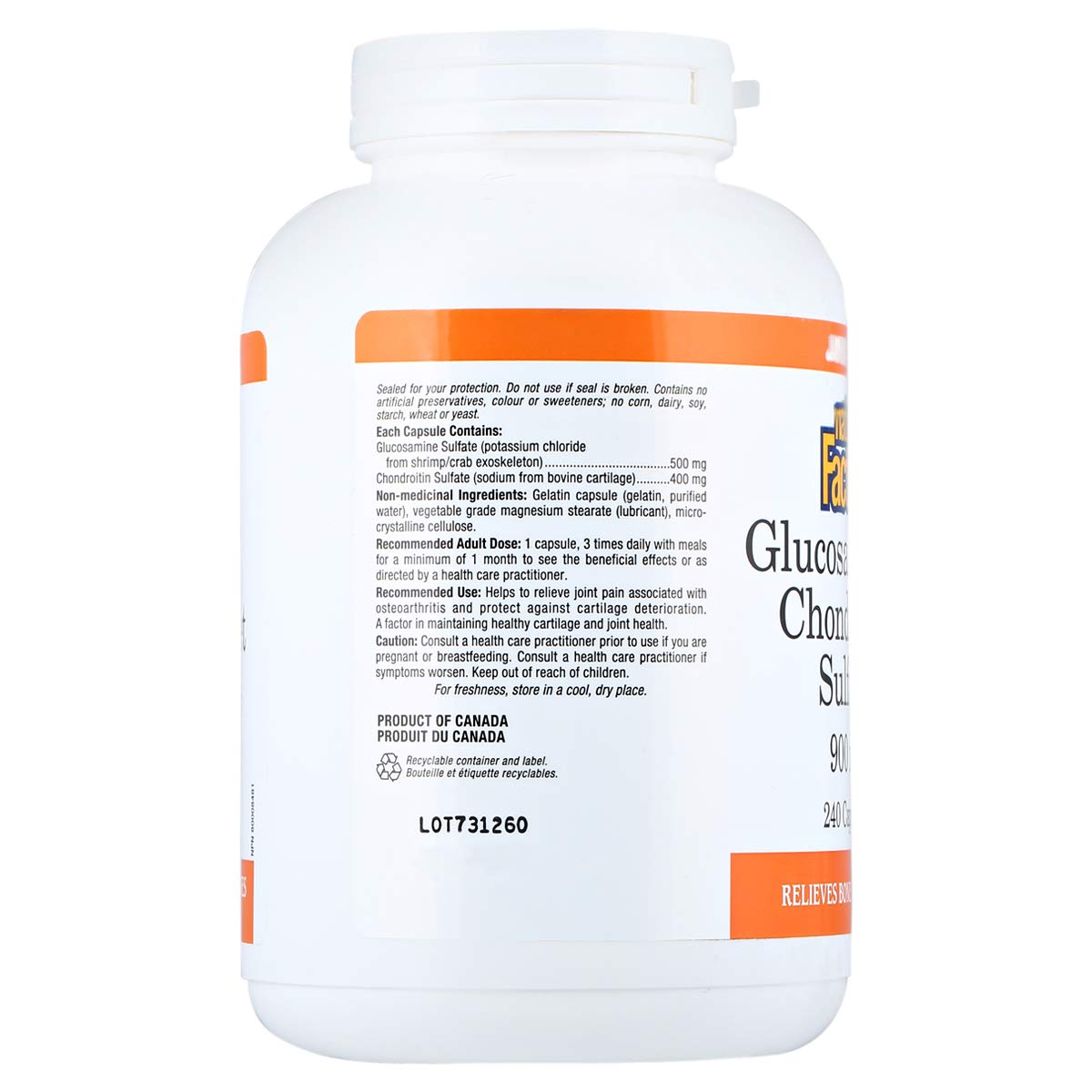 Natural Factors - Glucosamine & Chondroitin Sulfate 900mg, 240 Caps