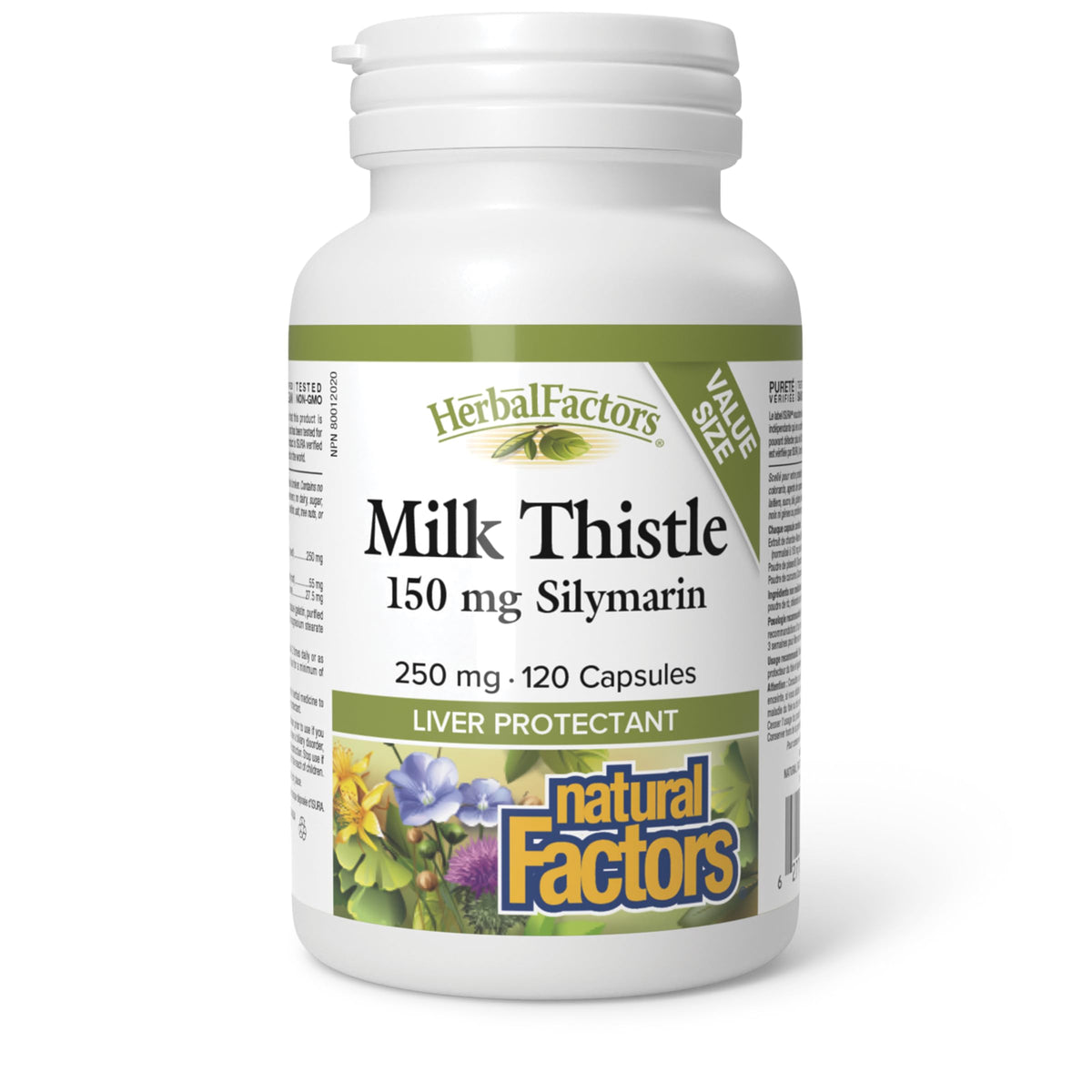 Natural Factors Milk Thistle 250 mg/150 mg Silymarin, 120 Capsules, Helps Support Liver Function, Plus Dandelion Root & Turmeric, Proudly Canadian