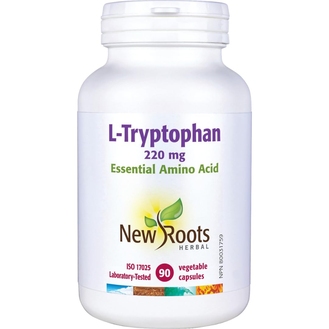 New Roots Herbal - L-Tryptophan 220mg, 90 Capsules - Source of an Essential Amino for the Maintenance of Good Health