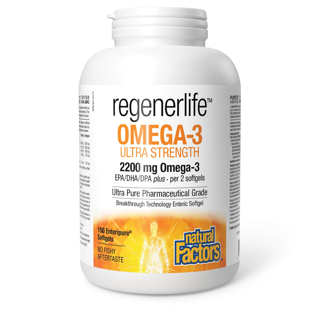 Natural Factors Regenerlife Omega 3 Ultra Strength 150 Enteripure Softgels