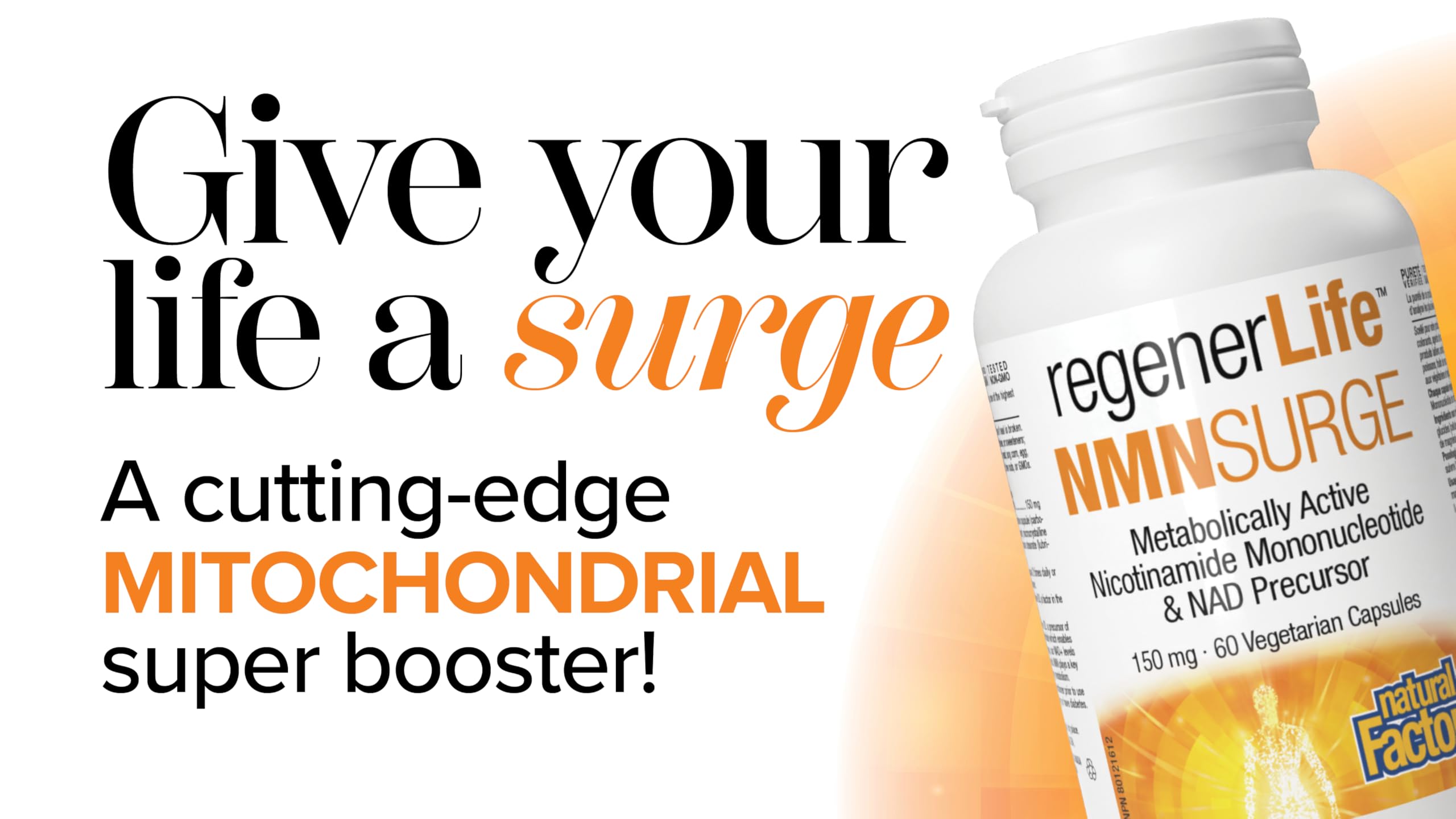 Natural Factors Regenerlife NMN SURGE 150mg 60 Vegetarian Capsules