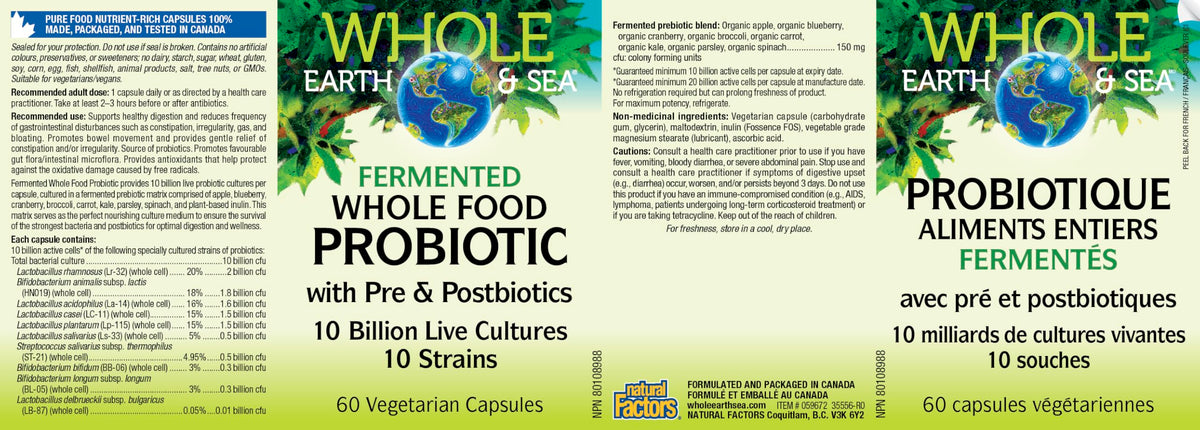 Natural Factors Whole Earth & Sea Fermented Whole Food Probiotic 60 CT