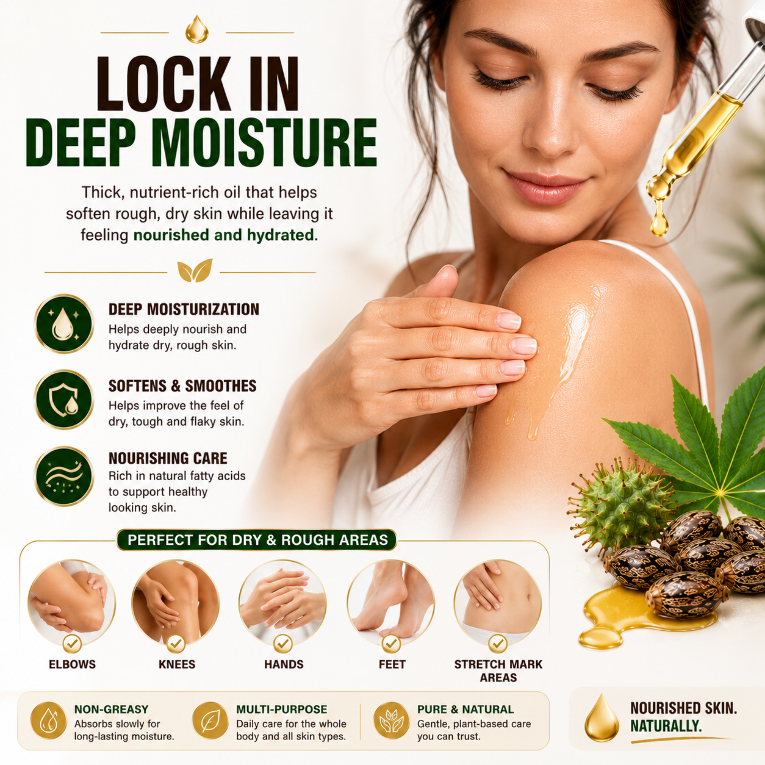 Earth Essentials Castor Oil 100% Pure Certified Organic Cold Pressed Hexane Free - 500ml 16.9 Oz
